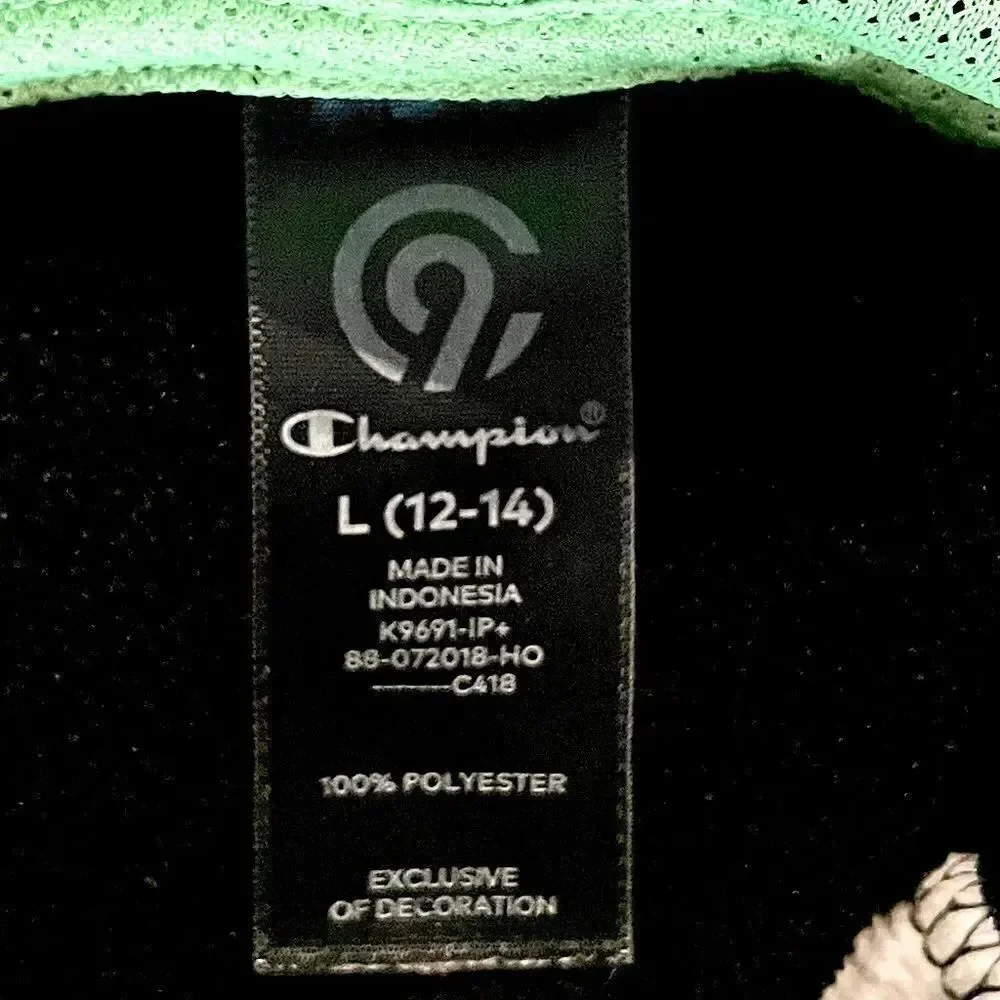 Youth Black & White (with Green Detail), Galaxy Hoodie. Size Large (12-14).